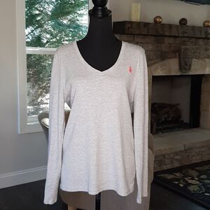 U.S. Polo Assn. Gray V-Neck Sweater for Women